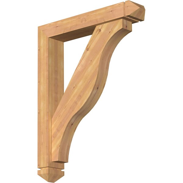 Ekena Millwork Funston Arts and Crafts Smooth Bracket w/ Offset Brace, Western Red Cedar, 5 1/2"W x 30"D x 38"H BKT0604X30X38FST03SWR - main